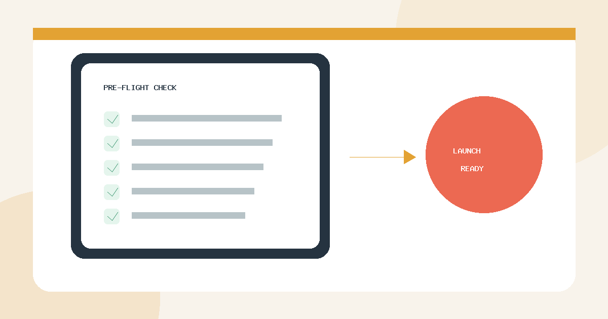 A completed landing page pre-flight checklist before campaign launch